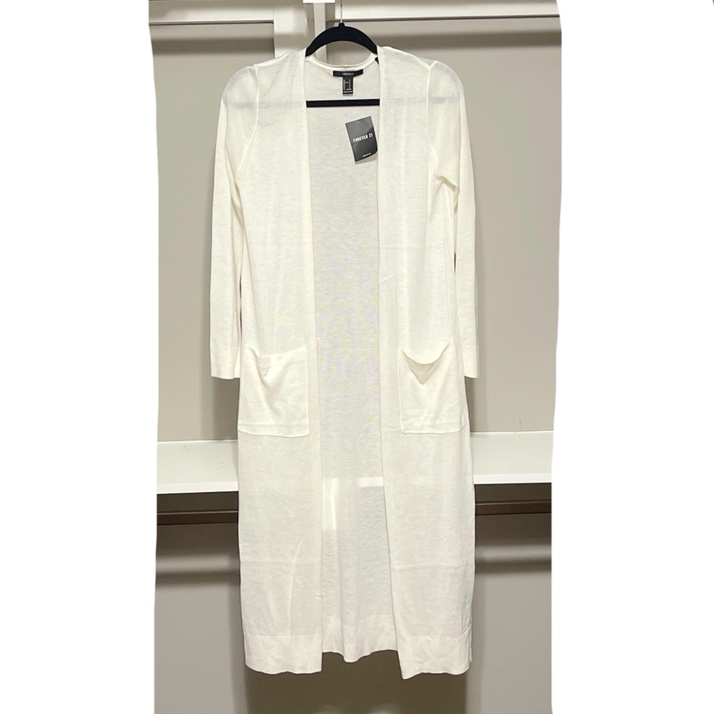 NWT Forever 21 sweater cardigan white cream sheer size small S